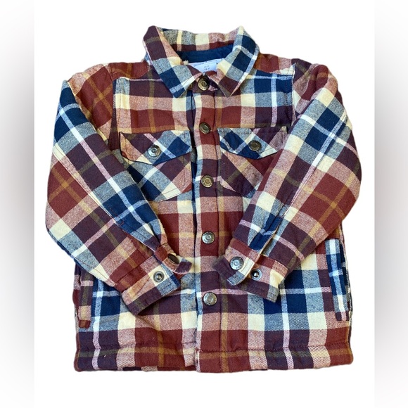 Tommy Bahama Kids Plaid Button Down Shirt - Red, Blue, Cream - Picture 1 of 9